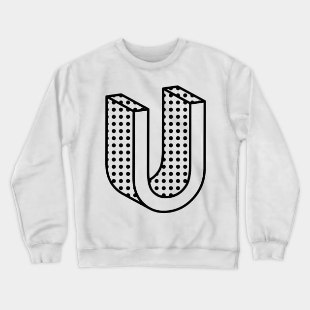 3D Ben Day Dot Isometric Letter U Crewneck Sweatshirt by murialbezanson